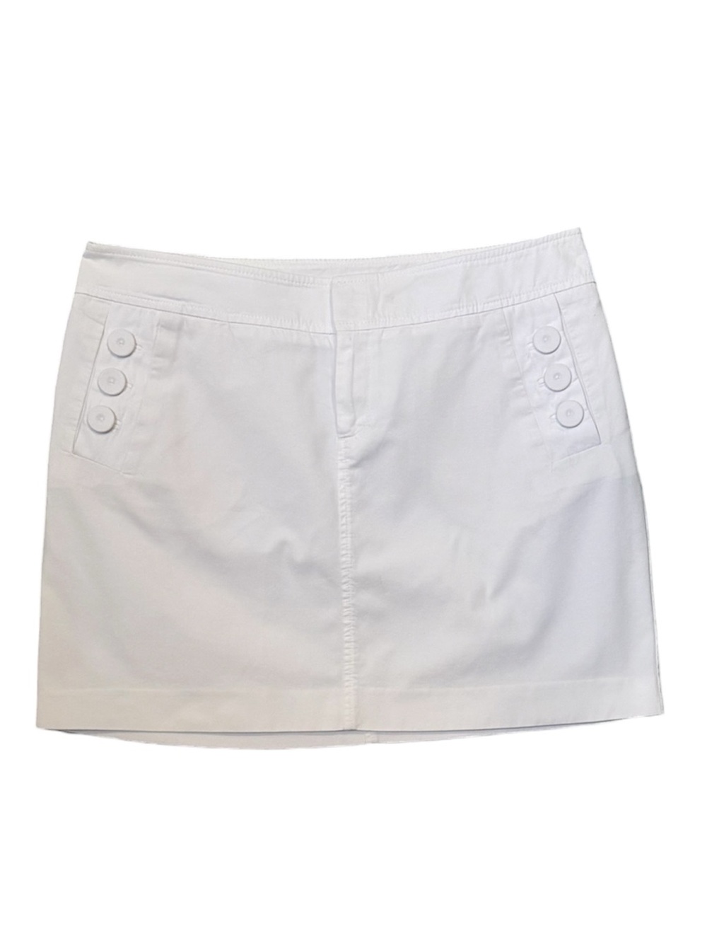 Lilly Pulitzer White Chino Mini Skirt Button Detail Cotton Preppy Size 10 - Picture 3 of 9